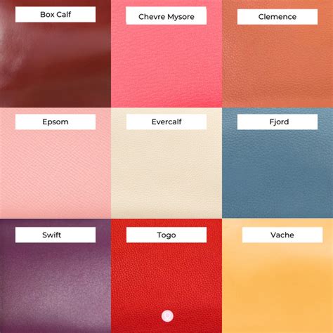 hermes leather colour chart|epsom leather hermes vs togo.